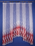 Záclona s barevným vzorem vlna oblouková červená hotová kusová 120x300 cm