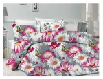 Bavlněné povlečení na dvě lůžka KARLA, 2x 140x220 cm, 2x 70x90 cm, Varianta:  lila-šedá