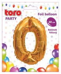Balónek fóliový 30cm číslo 0 1ks