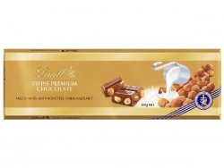 Lindt Swiss Premium čokoláda mléčná s lískovými oříšky 300g